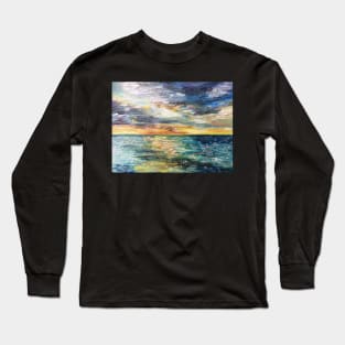 Colourful stormy sunset seascape Long Sleeve T-Shirt